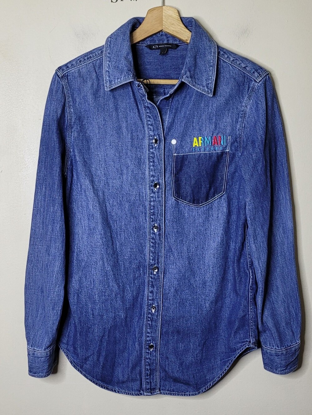 Armani Exchange Denim Button Up Shirt NWT - Picture 2 of 11